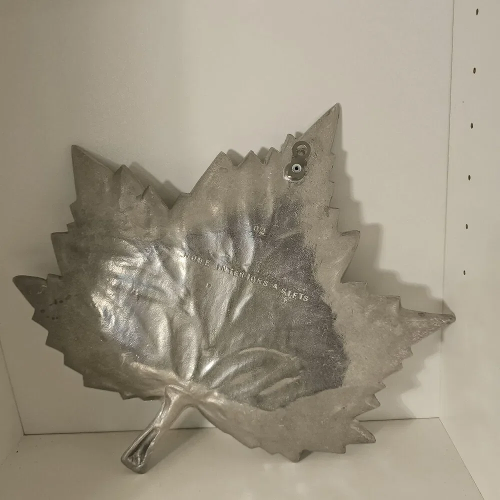 Vintage Silver Maple Leaf Cast Aluminum Tray – Botanical Catchall Dish